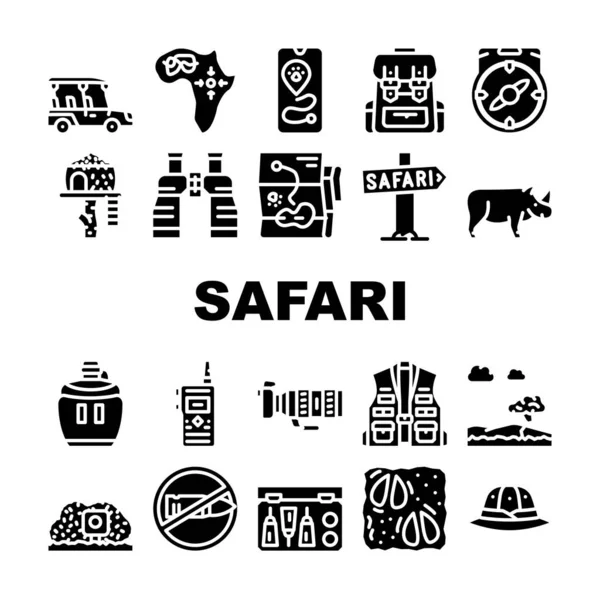Safari Αφρικανικές εικόνες διακοπών κυνήγι Ορισμός διάνυσμα — Διανυσματικό Αρχείο