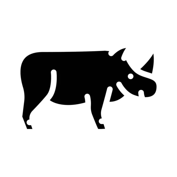 Rhinoceros animal glyph icon vector illustration — Stock Vector