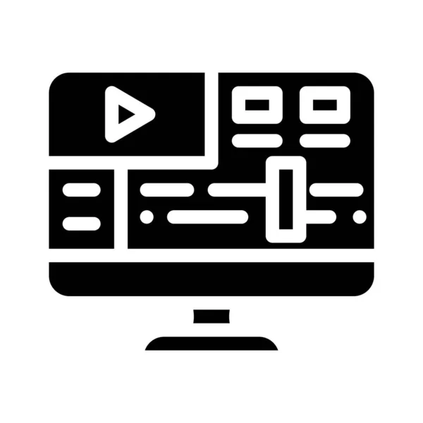 Videoverarbeitungssoftware Glyphen-Symbol-Vektorillustration — Stockvektor