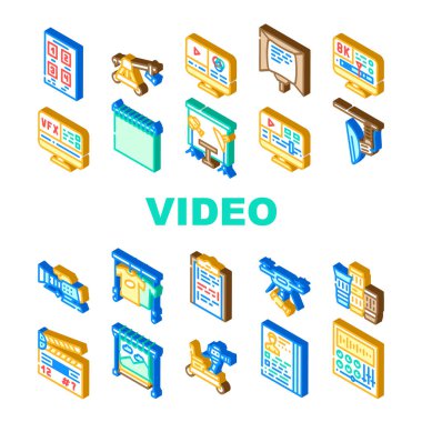 Video Production And Creation Icons Set Vector clipart
