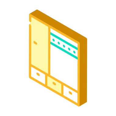 Koridor mobilyaları izometrik ikon vektör çizimi