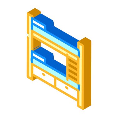 Çok katlı yatak mobilyaları izometrik ikon vektör çizimi