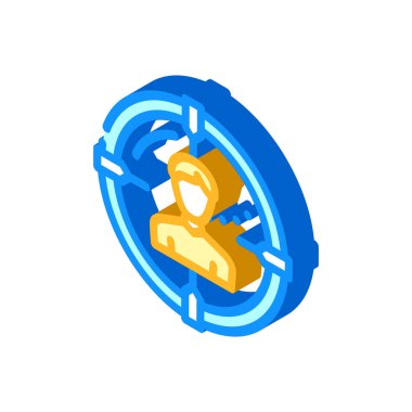 kafa avcılığı çalışanı izometrik ikon vektör çizimi