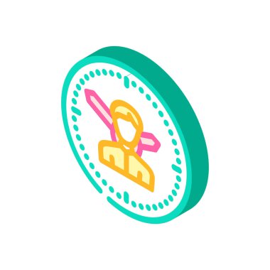 çalışan adam saatleri izometrik ikon vektör çizimi