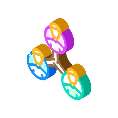 İnsanlar izometrik ikon vektör illüstrasyonuyla iletişim kuruyor