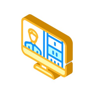 çevrimiçi sunum izometrik vektör illüstrasyonu