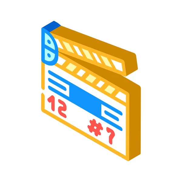 Clapperboard gereedschap isometrische pictogram vector illustratie — Stockvector