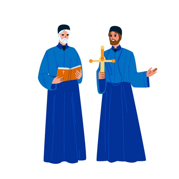 Католические священники с вектором креста — стоковый вектор