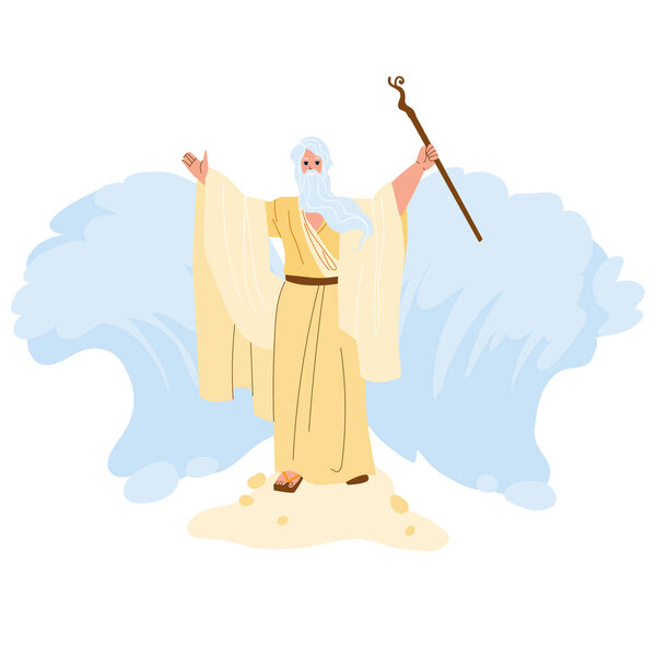 Moses Separate Sea Water Waves In Exodus Vector