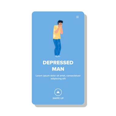 Başarısızlık Sorunlu Depresyonlu Adam Ağlayan Vektör