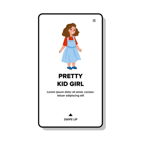 Pretty Kid Girl posando en el vector de vestido de moda — Vector de stock