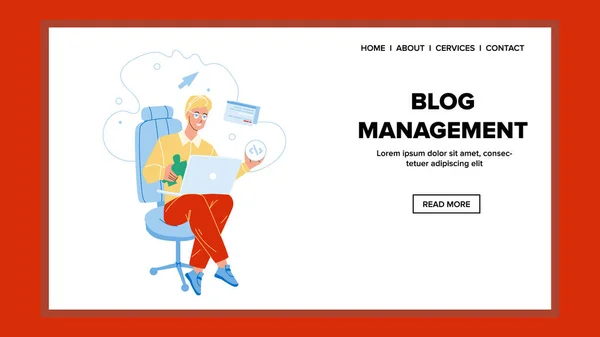 Blog Management Service Man Zaměstnání vektor — Stockový vektor