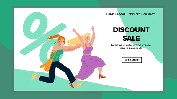Discount Sale Event Running Girls Kunden Vektor — Stockvektor