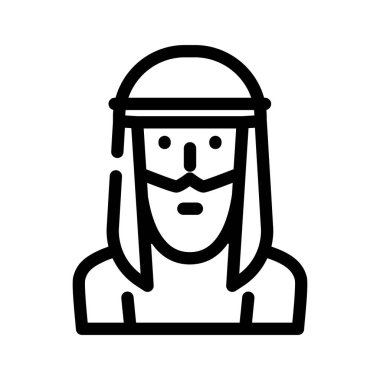 Arap Müslüman adam çizgi ikon vektör illüstrasyonu