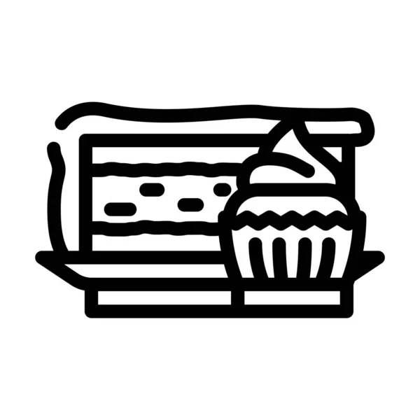 Illustrazione vettoriale icona linea reparto dessert — Vettoriale Stock
