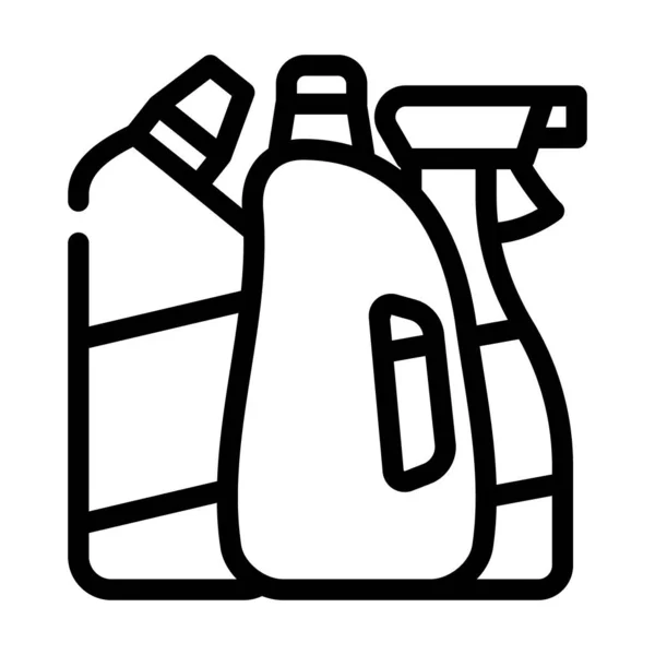 Química doméstica y detergente líquido departamento línea icono vector ilustración — Archivo Imágenes Vectoriales