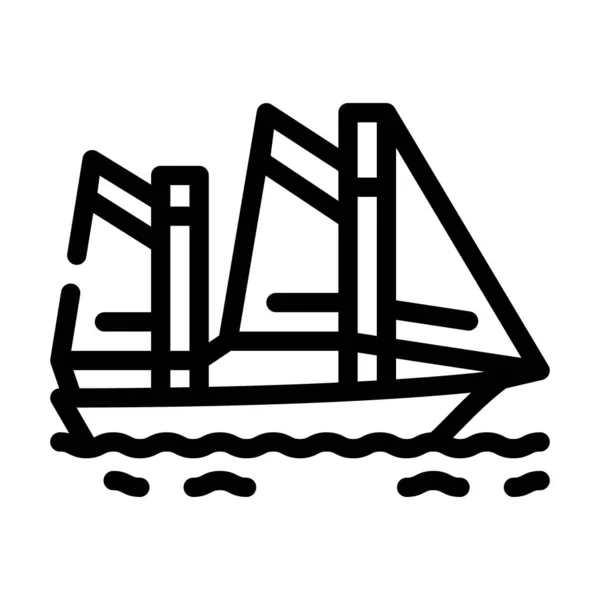 Segeln Wassersport Linie Symbol Vektor Illustration — Stockvektor