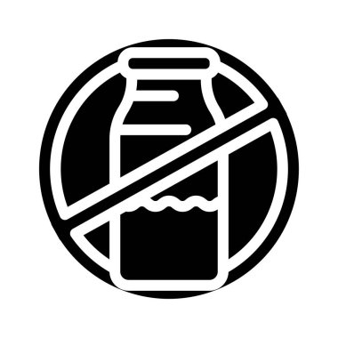 laktoz süt ürünü ücretsiz glyph ikon vektör illüstrasyonu