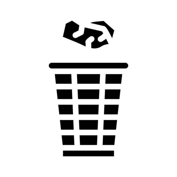 Werfen Müll Glyphen Symbol Vektor Illustration — Stockvektor