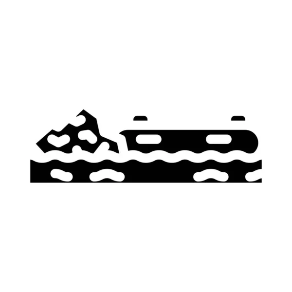 Rafting voda sport glyf ikona vektor ilustrace — Stockový vektor