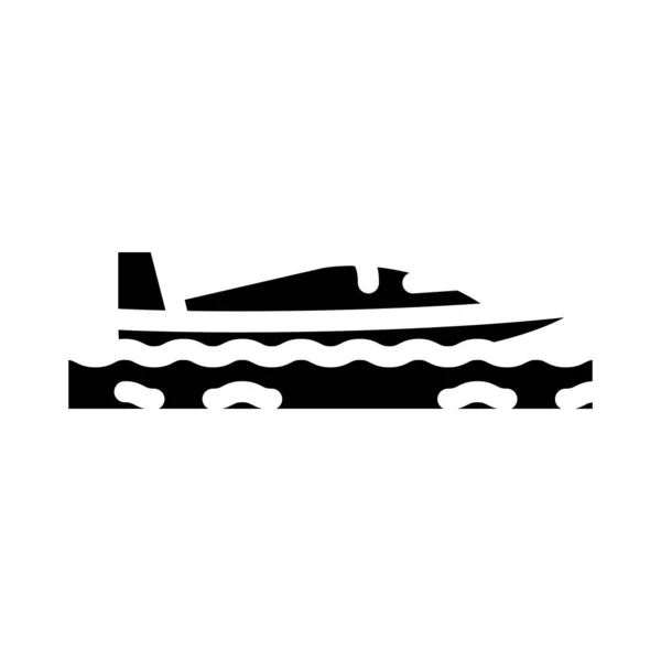 Bateau à moteur sport nautique glyphe icône vectoriel illustration — Image vectorielle