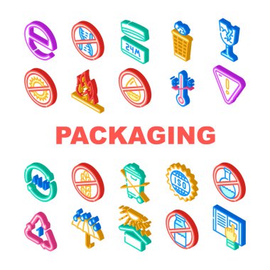 Paketleme Endüstriyel İşaretleme Simgeleri Vektörü Ayarladı