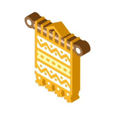 Halı izometrik ikon vektör çizimi örülüyor