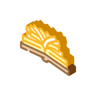 Eski kitap izometrik ikon vektör illüstrasyonundan bileşim