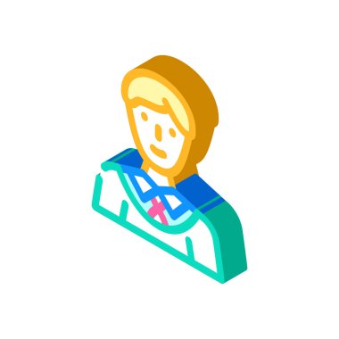 Çalışkan aile babası izometrik ikon vektör çizimi