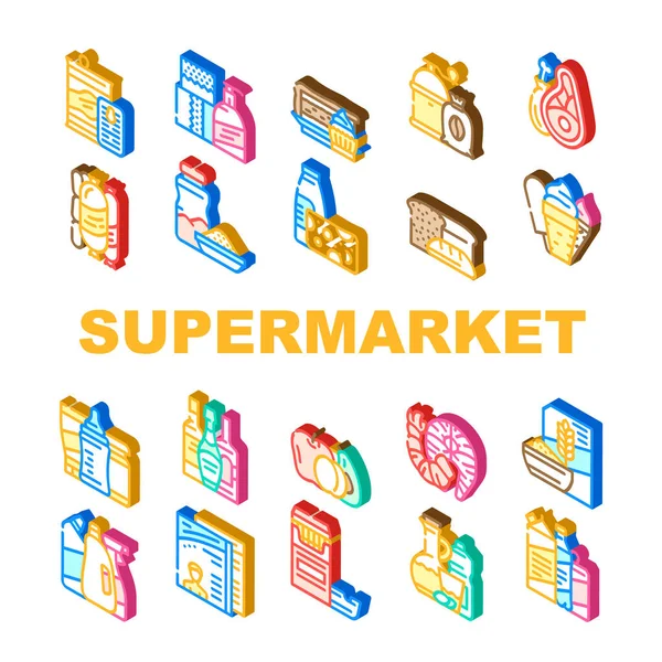 Supermarket Selling Department Icons Set Vector — Stock Vector