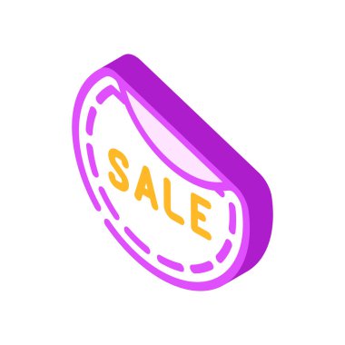 Etiket satışı izometrik ikon vektör illüstrasyonu