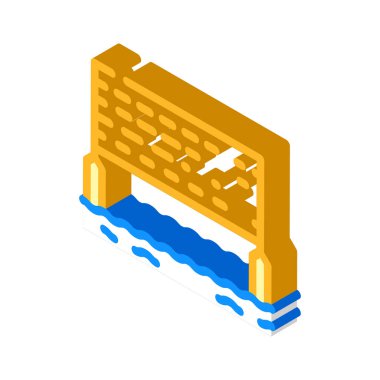 Su izometrik ikon vektör illüstrasyonunda voleybol