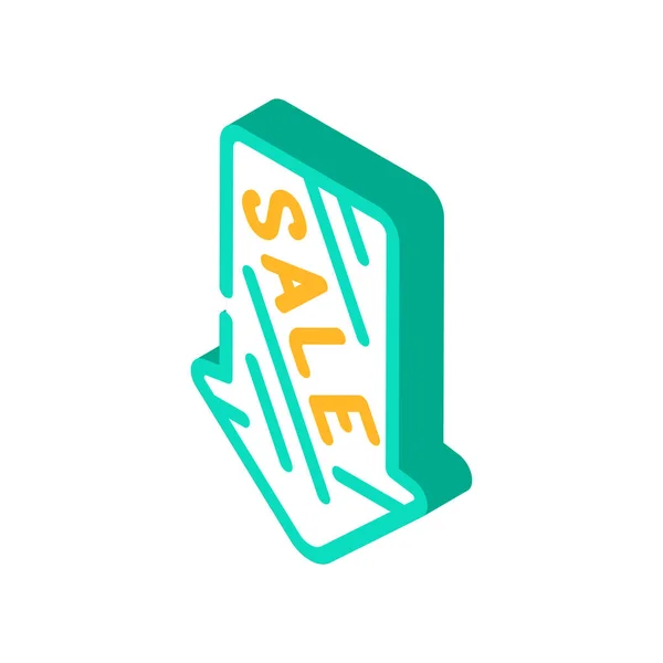 Freccia puntando vendita icona isometrica vettoriale illustrazione — Vettoriale Stock