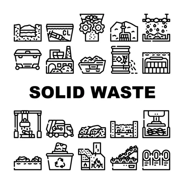 Gestione dei rifiuti solidi Business Icons Set vettoriale — Vettoriale Stock