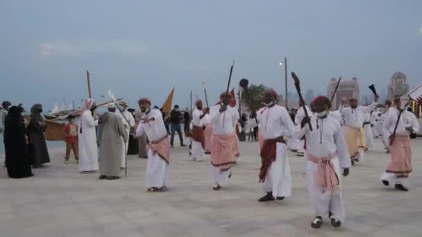 Katara Décimo Festival Dhow Tradicional Doha Qatar Tiro Por Tarde — Vídeo de stock