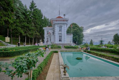 Trabzon -Türkiye - 25 Eylül 2024: Atatrk Pavyonu, Mustafa Kemal Atatrk 'ın İstanbul ziyareti sırasında ikamet ettiği Souksu ilçesinde tarihi bir konak. .
