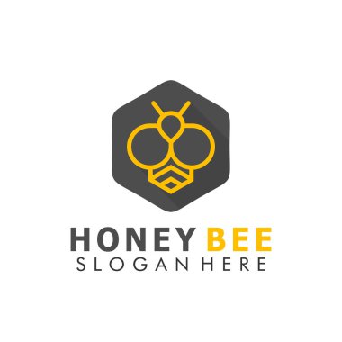 Hexa Bee Bal yaratıcı modern logo tasarım vektörü İllüstrasyonu