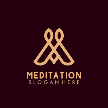 Çizgi sanat logosu tasarım vektörü İllüstrasyonlu minimalist zarif Harf M Meditasyonu