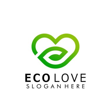 Soyut Eco Love Green Leaf logo tasarım vektörü İllüstrasyon, kartvizit şablonu