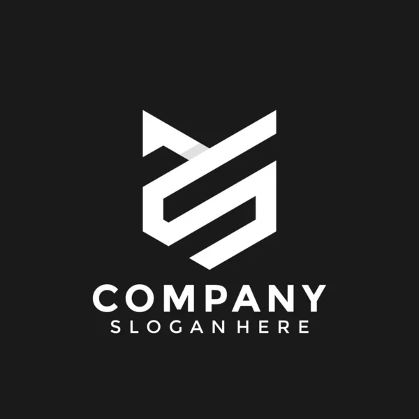 Profesyonel minimalist harf YS Sy Shield logo tasarım vektörü Illustration