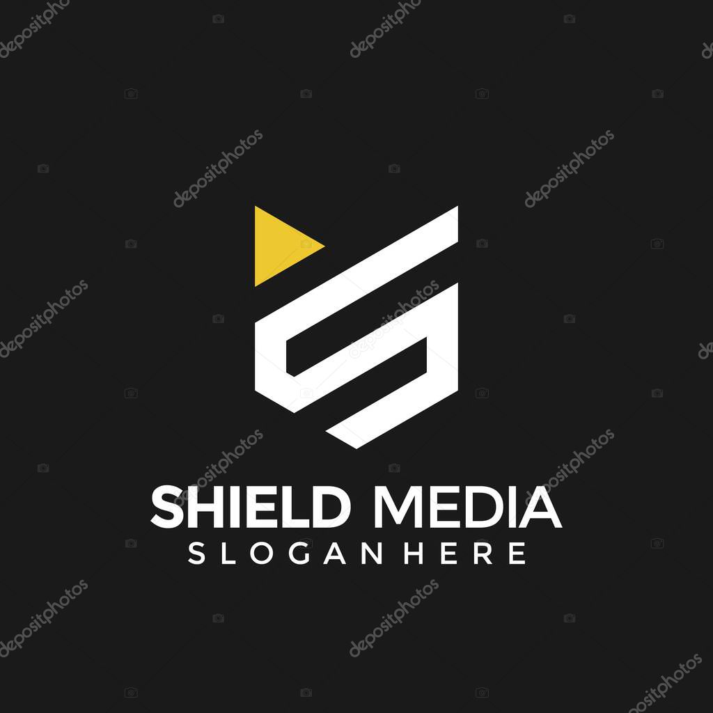 Professional minimalist Letter S Shield Media logo stock design vector Illustration
