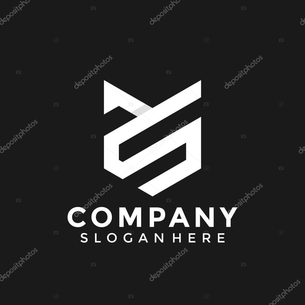Professional minimalist letter YS Sy Shield logo stock design vector Illustration