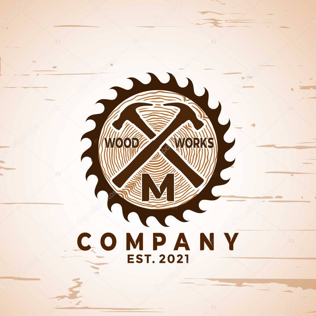 Abstract Woodworking logo Designs vector illustration