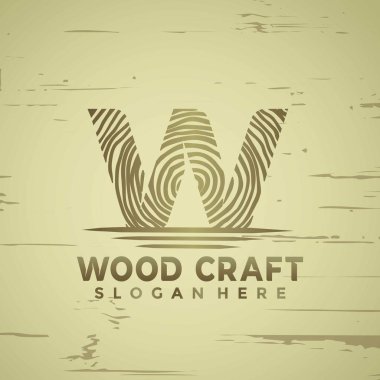 Soyut Harf W Woodcraft modern logo tasarımı vektör illüstrasyonu