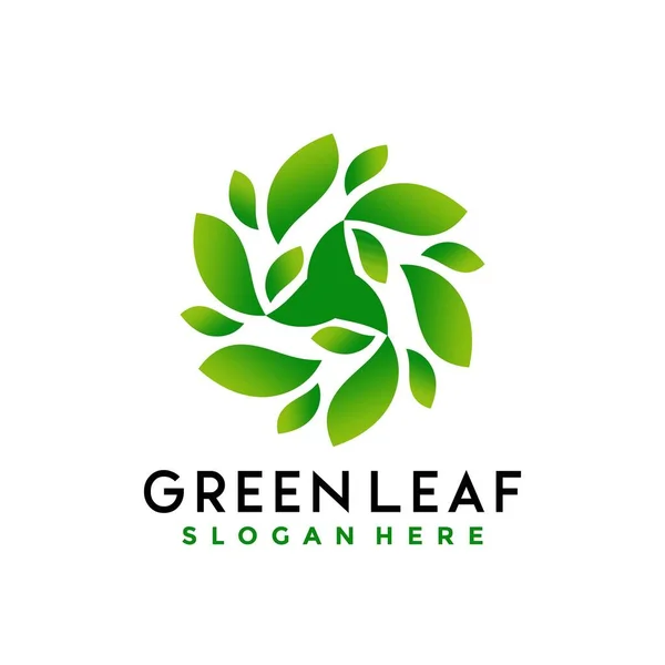 Green Leaves Λογότυπο Σχεδιάζει Διανυσματική Απεικόνιση — Διανυσματικό Αρχείο