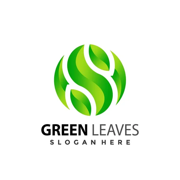 Buchstabe Grünes Blatt Logo Design Vektor Illustration — Stockvektor