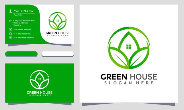 Green House Emlak logosu vektör çizimi, kartvizit şablonu tasarladı