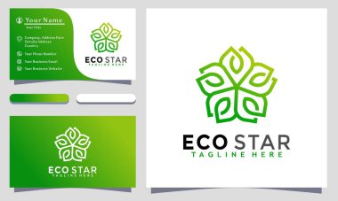 Modern Eco Star Logo Tasarımı ve Şablonu Bırakıyor. Doğa simgesi vektör kartviziti