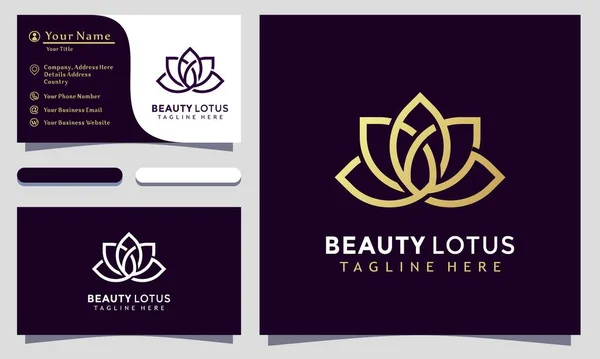 Nowoczesne Logo Kosmetyczne Elegant Beauty Lotus Design Szablon Złota Luksusowa — Wektor stockowy