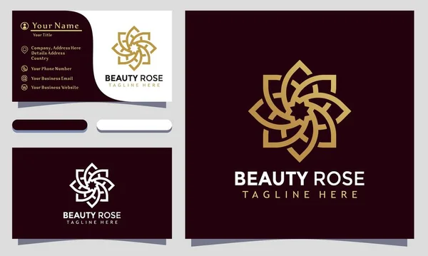 Nowoczesne Logo Kosmetyczne Elegant Beauty Rose Design Szablon Złota Luksusowa — Wektor stockowy